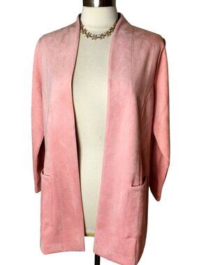 Drapers & Damons PM Suede Open Cardigan Blazer Jacket Pink Petite Elegant Wester